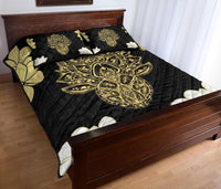 Hawaii Polynesian Turtle Mix Plumeria Gold - Quilt Bed Set AH - Polynesian Pride