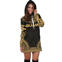 Guam Women's Hoodie Dress - Polynesian Gold Chief - Polynesian Pride