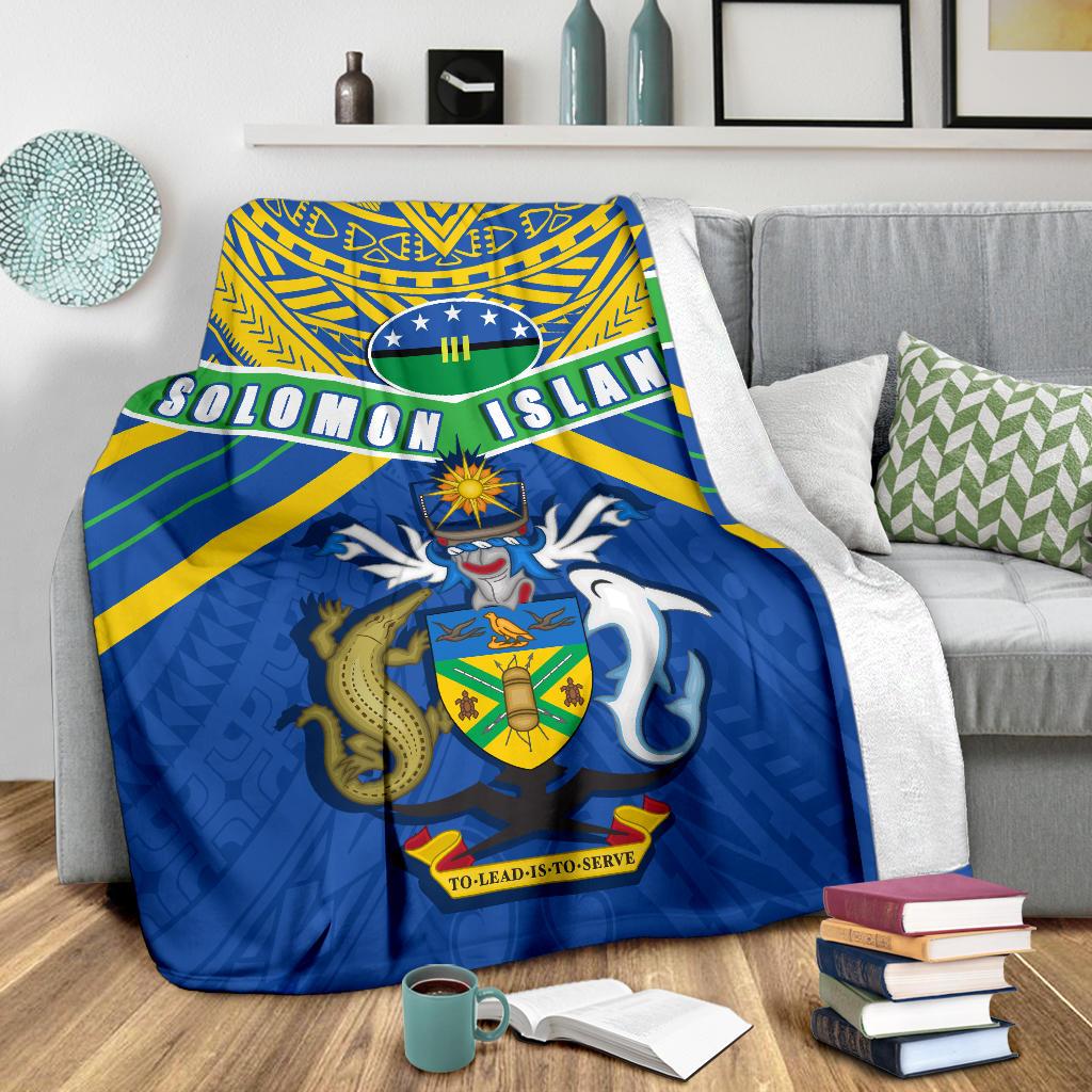 Solomon Islands Premium Blanket Simple Coat Of Arms Rugby - Polynesian Pride