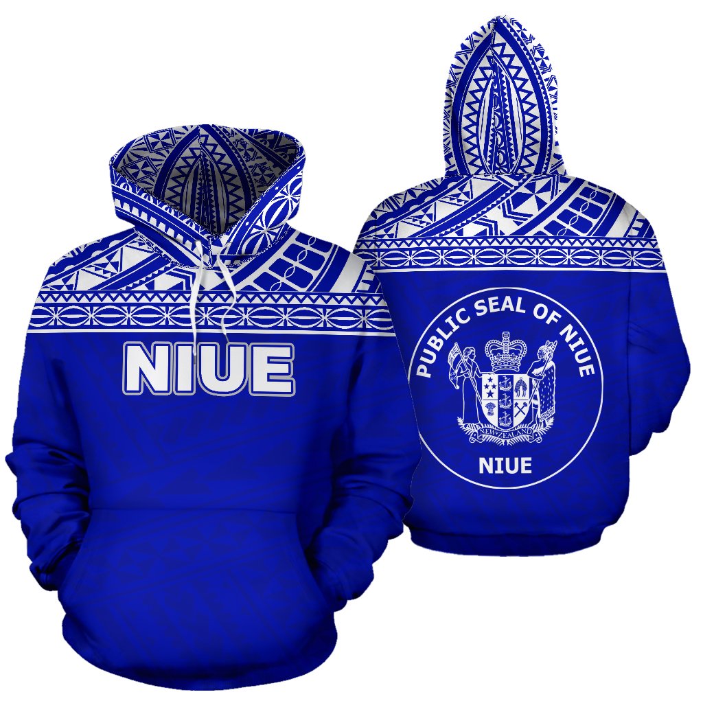 Niue Polynesian Hoodie Horizontal Blue Unisex Blue - Polynesian Pride