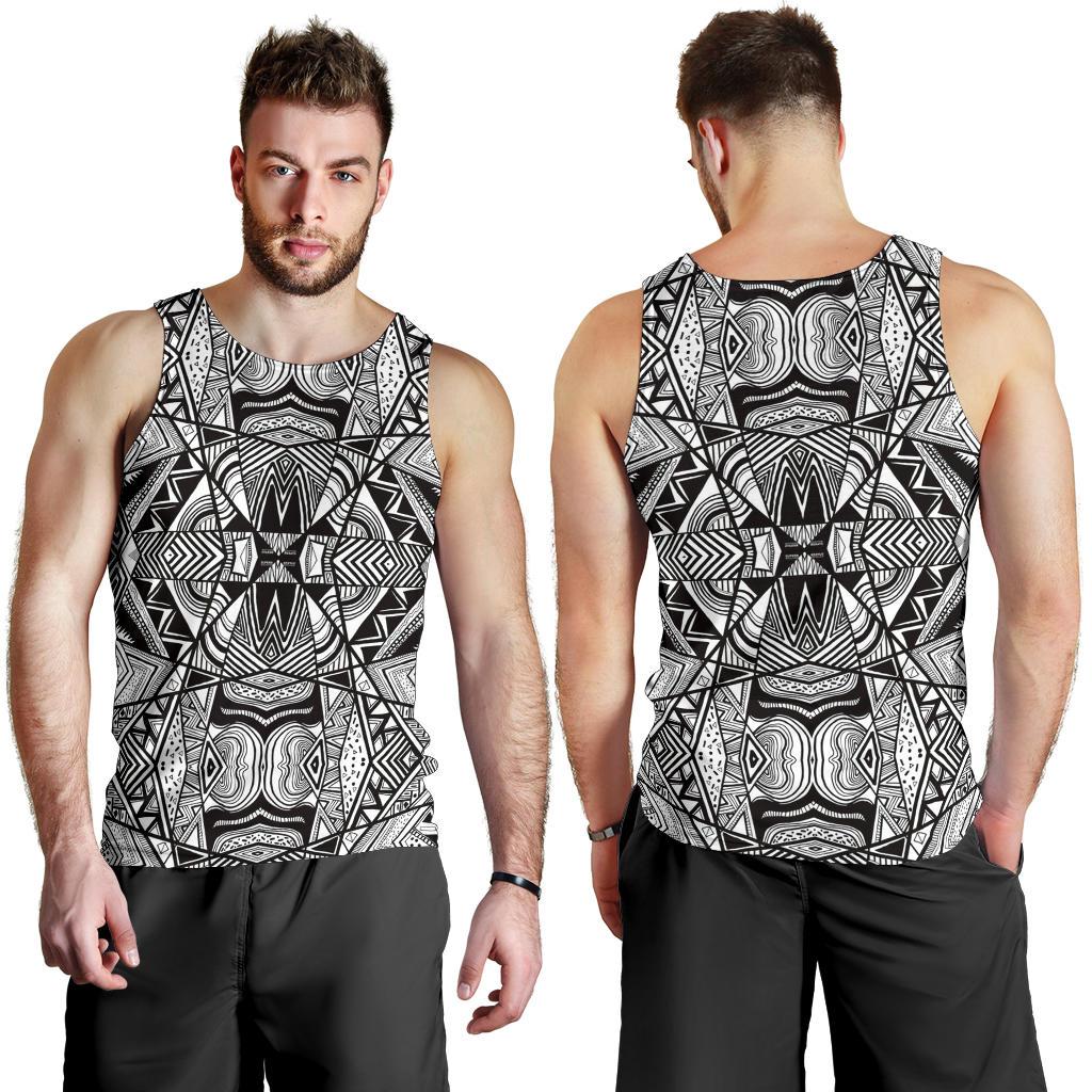 Polynesian Tribal Men's Tank Top White And Black White - Polynesian Pride