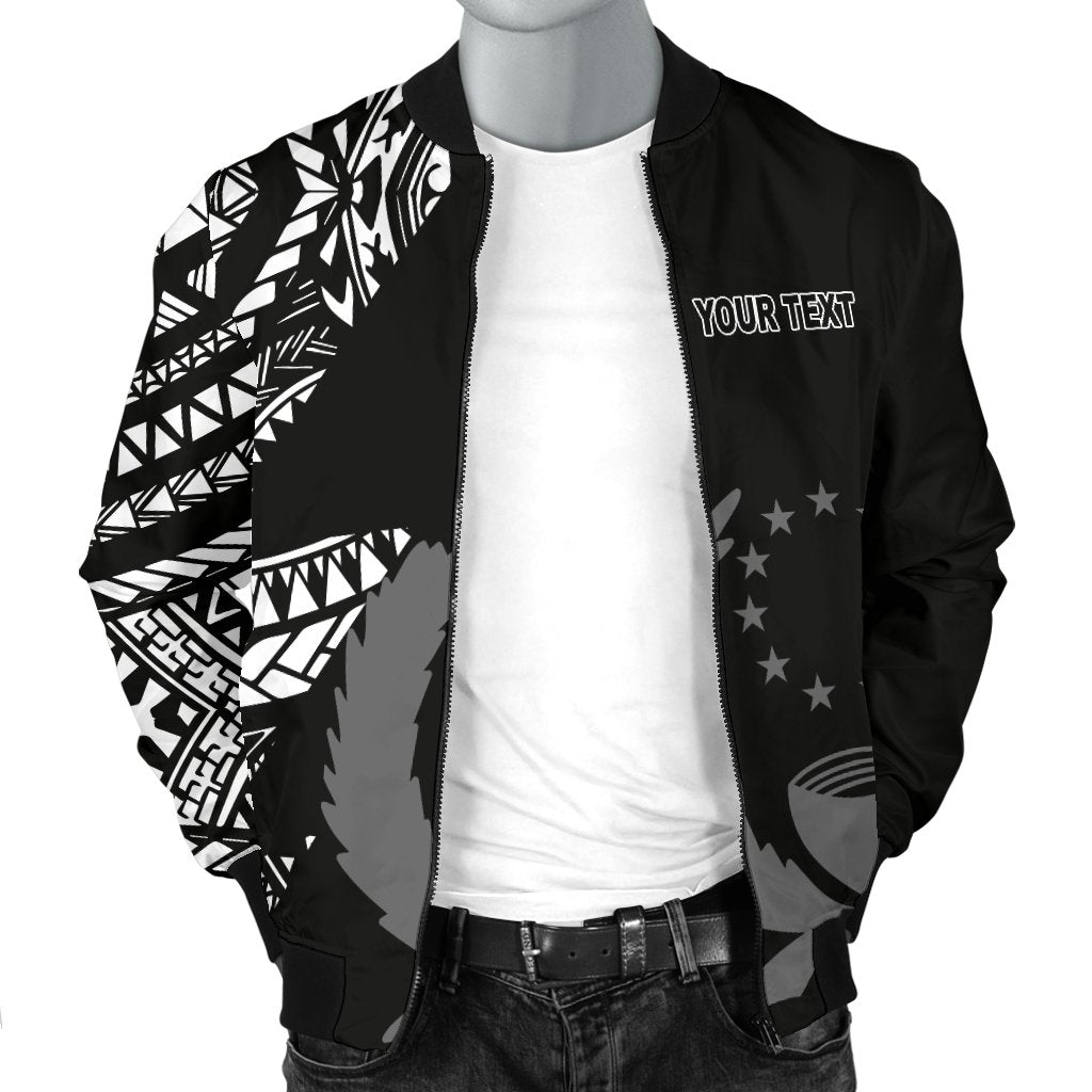 Pohnpei Personalised Custom Men's Bomber Jacket - Micronesian Pattern Flash Black - Polynesian Pride