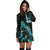 Vanuatu Polynesian Hoodie Dress - Turtle With Blooming Hibiscus Turquoise - Polynesian Pride