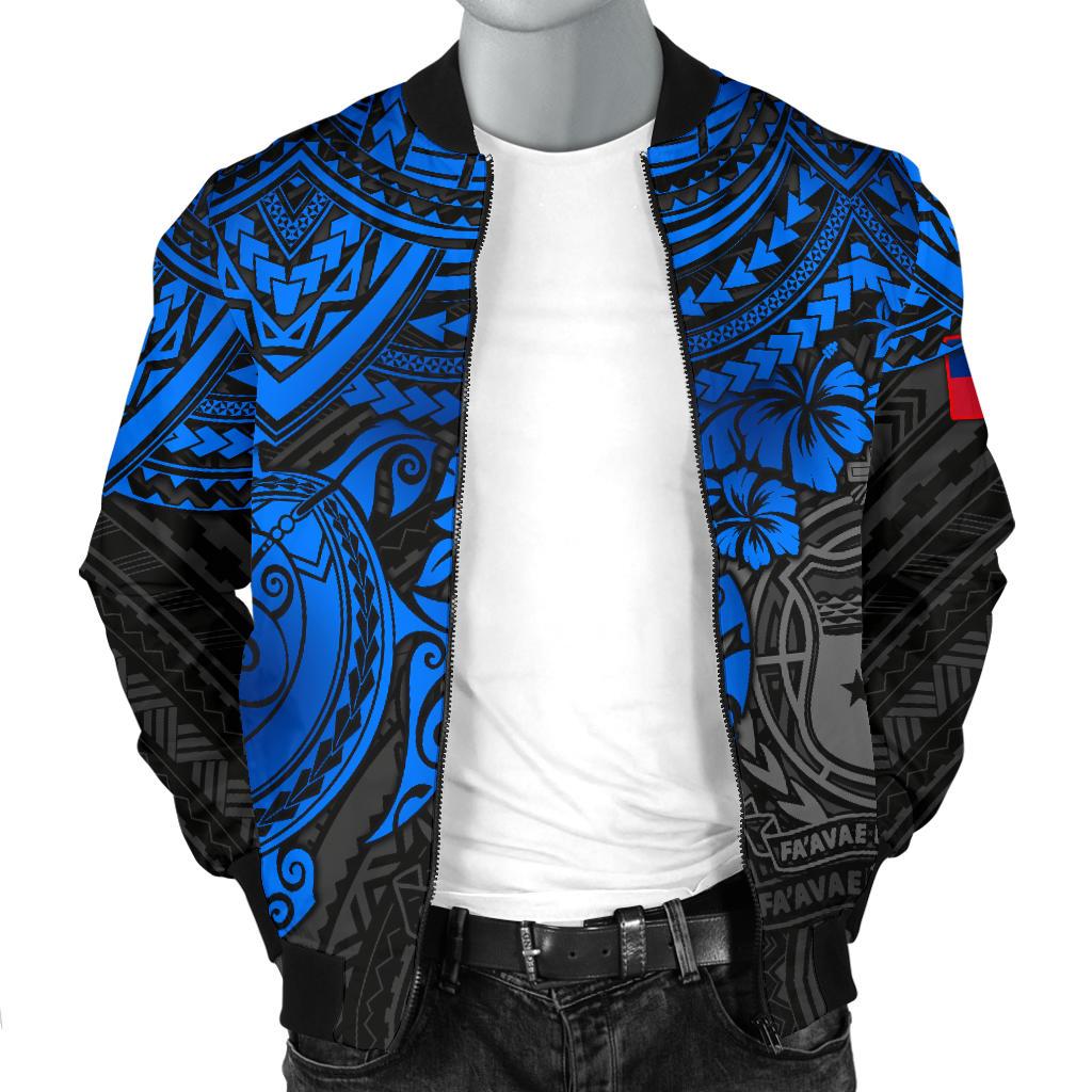 Samoa Polynesian Bomber Jacket (Men) - Blue Turtle - Polynesian Pride