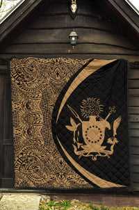 Cook Islands Coat Of Arms Polynesian Premium Quilt - Circle Style - 02 - Polynesian Pride