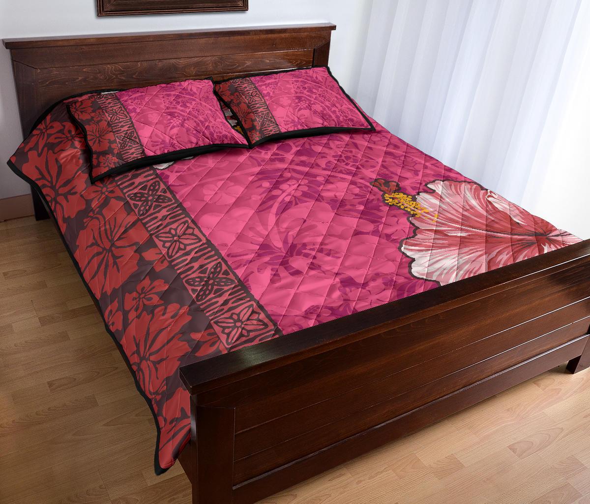 Hawaii Hibiscus Pattern Quilt Bed Set - Polynesian Pride