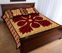 Hawaiian Quilt Pattern Plants And Tropical Flora Quilt Bed Set - Polynesian Pride