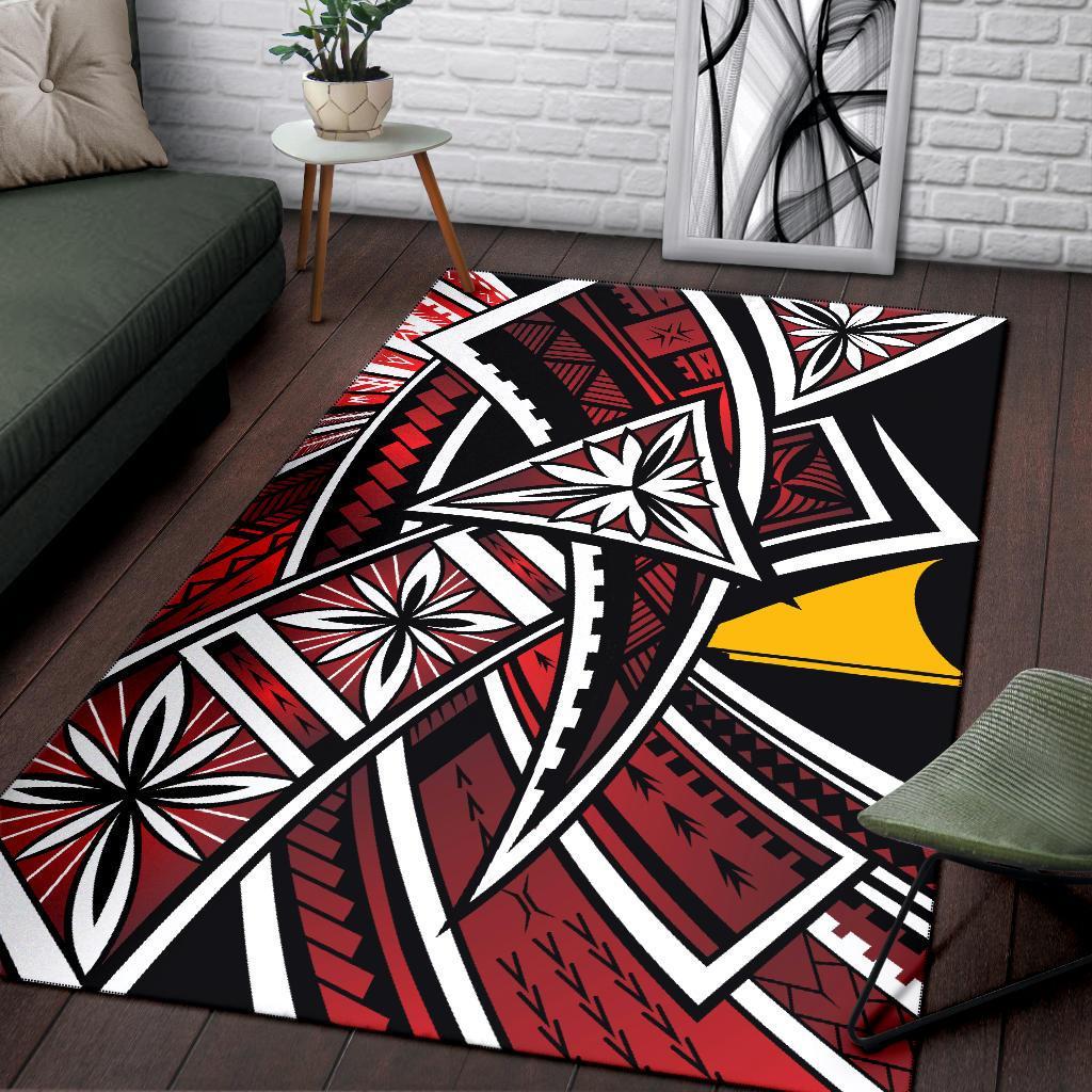 Tokelau Polynesian Area Rug - Tribal Flower Special Pattern Red Color Red - Polynesian Pride