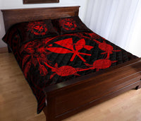 Hawaii Kanaka Turtle Hibiscus Polynesian Quilt Bed Set - Anthea Style Red - Polynesian Pride