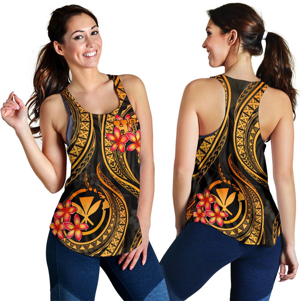 Polynesian Hawaii Women Racerback Tank - Gold Plumeria GOLD - Polynesian Pride