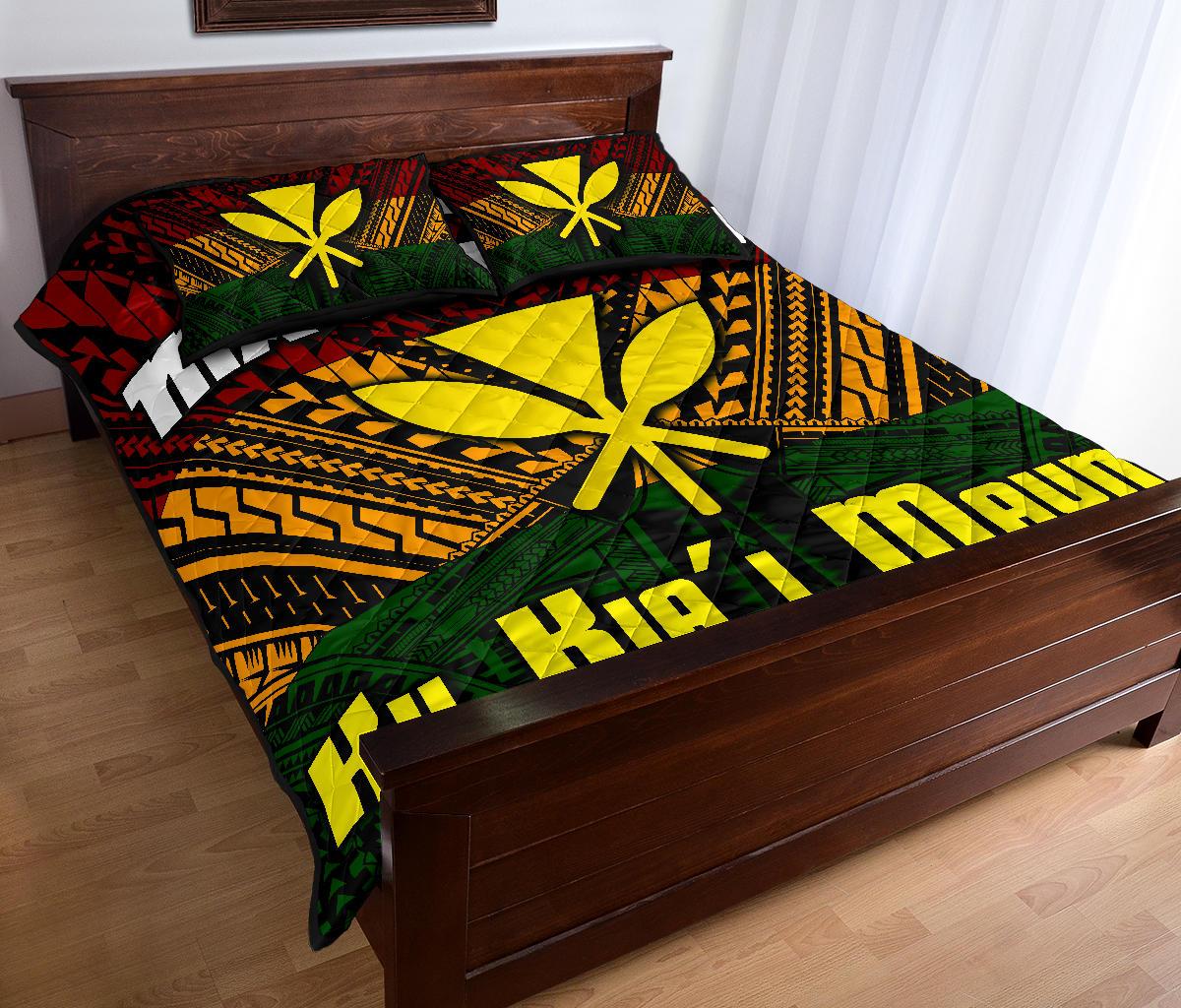 Hawaii Mauna Kea Kanaka Polynesian Quilt Bed Set - Hill Style - AH - Polynesian Pride