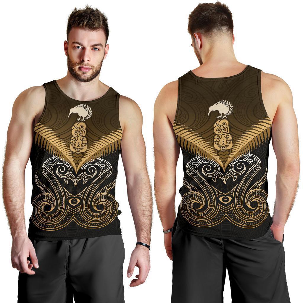 Maori Manaia New Zealand Men Tank Top Gold - Polynesian Pride