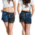 Guam Polynesian Shorts (Women) - Blue Turtle Flowing - Polynesian Pride