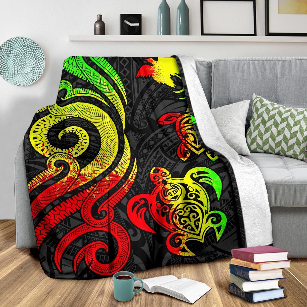 Papua New Guinea Premium Blanket - Reggae Tentacle Turtle - Polynesian Pride