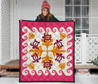 Hawaiian Turtle Pattern Premium Quilt - Pink - Argu Style - AH - Polynesian Pride
