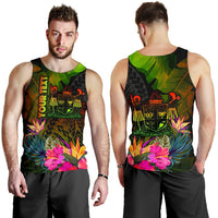 Fiji Polynesian Personalised Men's Tank Top - Hibiscus and Banana Leaves - Polynesian Pride