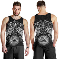 American Samoa Polynesian Men's Tank Top - White Turtle Manta Ray White - Polynesian Pride