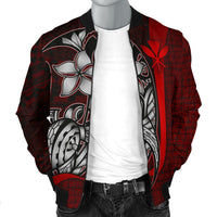 Polynesian Hawaii Men Bomber Jacket Red - Turtle with Hook - Polynesian Pride