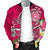 American Samoa Polynesian Men's Bomber Jacket - Turtle Plumeria (Pink) - Polynesian Pride