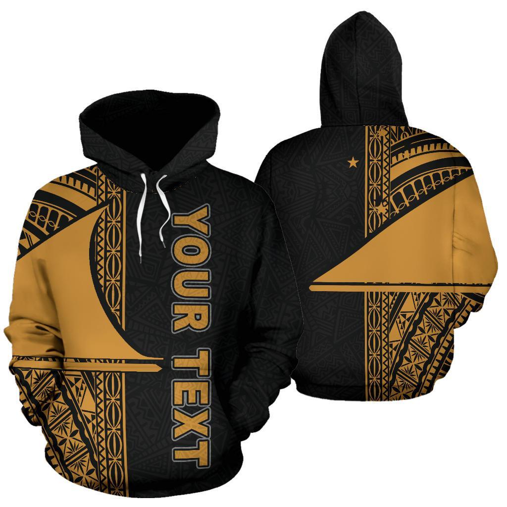 Tokelau Polynesian ll Over Custom Hoodie Gold Line Unisex Black - Gold - Polynesian Pride