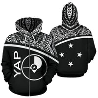 Yap All Over Zip up Hoodie Micronesia Black Curve Style Unisex Black - Polynesian Pride