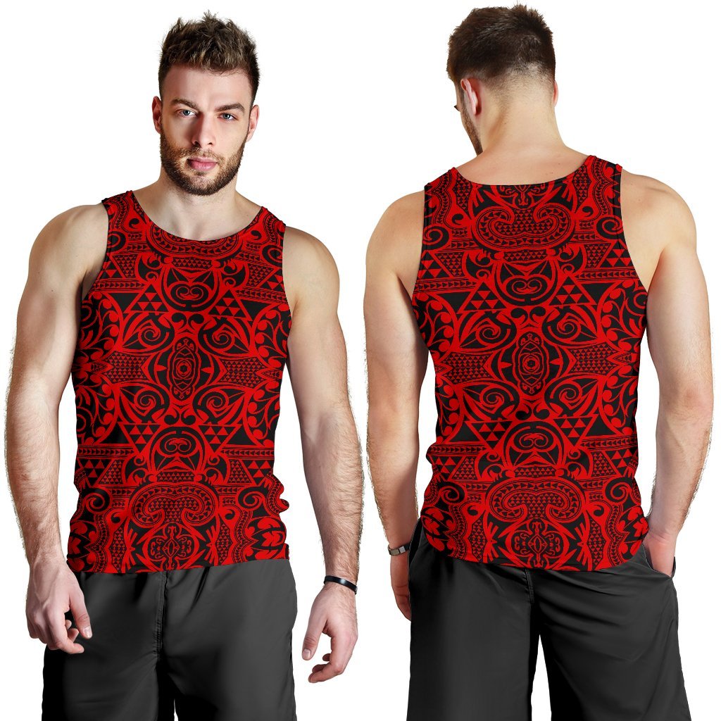 Polynesian Kakau Turtle Red Hawaii Men's Tank Top - Polynesian Pride