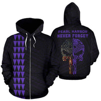 Polynesian Kakau Skull National Pearl Harbor Remembrance Day Hawaii Zip Hoodie Purple Unisex Purple - Polynesian Pride
