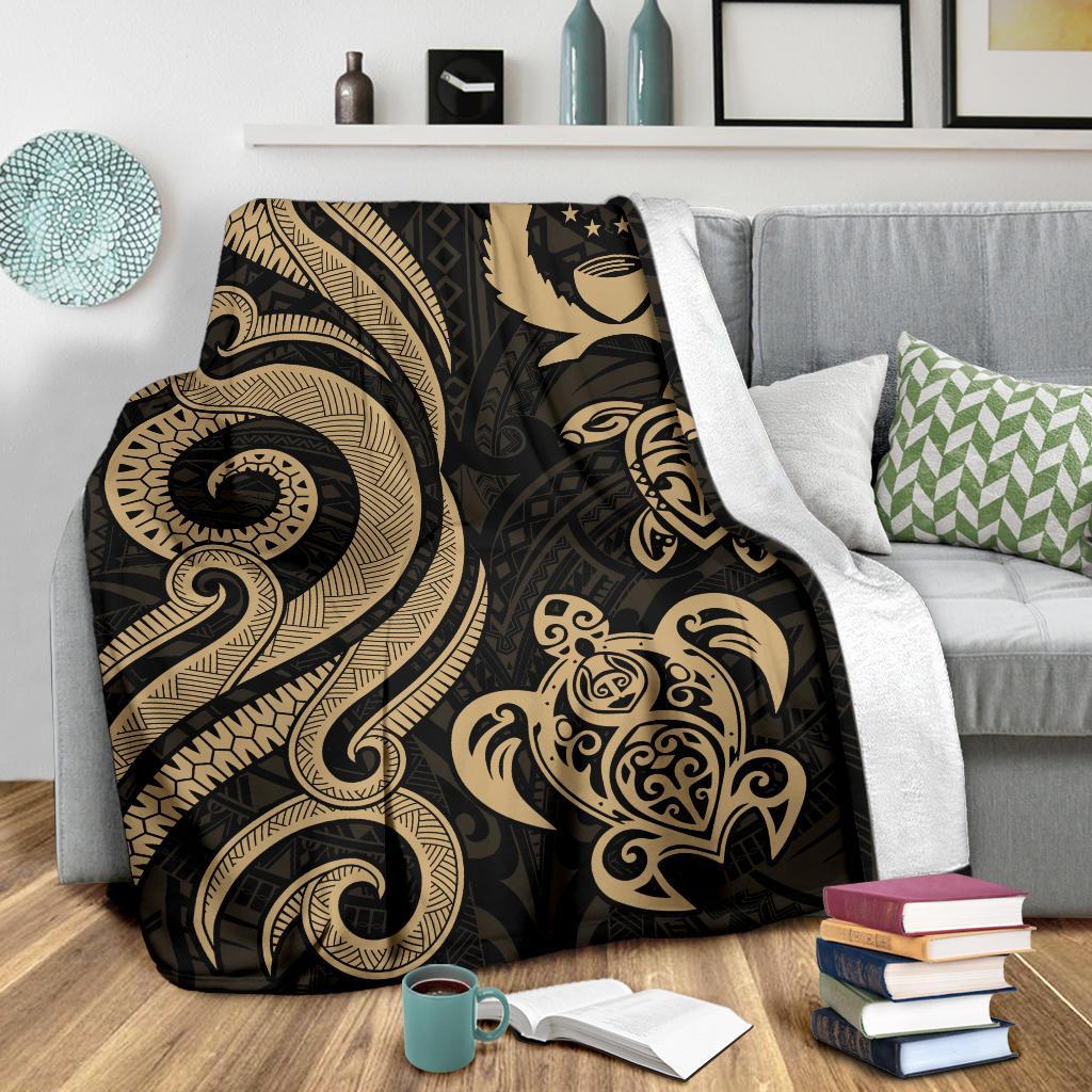 Pohnpei Micronesian Premium Blanket - Gold Tentacle Turtle - Polynesian Pride