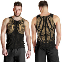 Maori Ta Moko Men Tank Top New Zealand Gold - Polynesian Pride