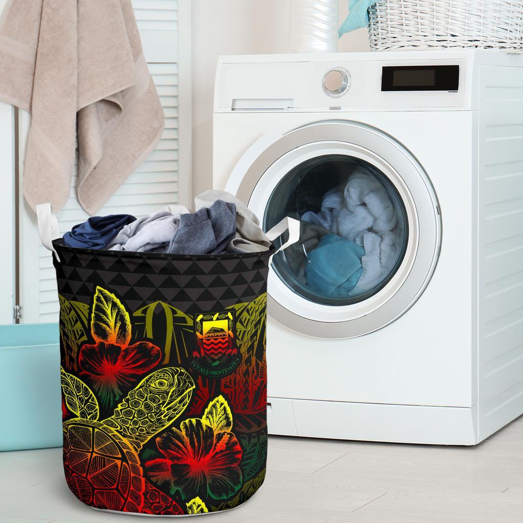 Tuvalu Laundry Basket - Polynesian Turtle Hibiscus Reggae - Polynesian Pride