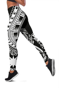 Nauru Women Leggings Polynesian Pattern Black - Polynesian Pride