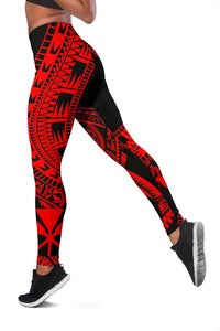 Hawaii Women Leggings Polynesian Pattern Red - Polynesian Pride