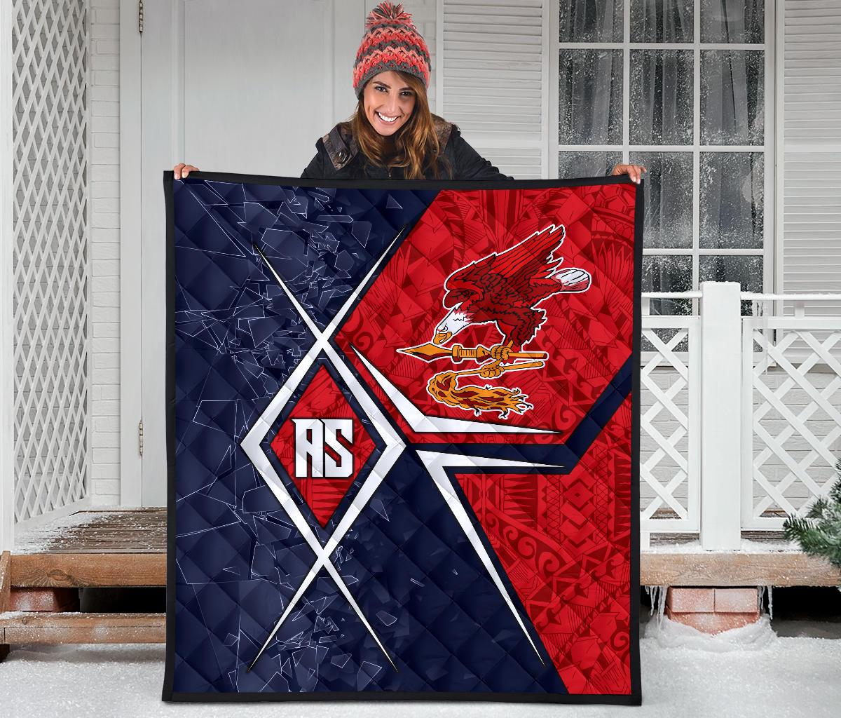 American Samoa Premium Quilt - AS Flag with Polynesian Patterns - Polynesian Pride