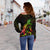 Palau Polynesian Women's Off Shoulder Sweater - Turtle With Blooming Hibiscus Reggae - Polynesian Pride