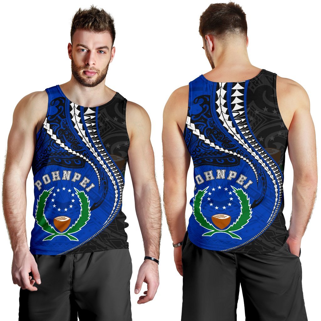 Pohnpei Men's Tank Top Kanaloa Tatau (Black) - Polynesian Pride