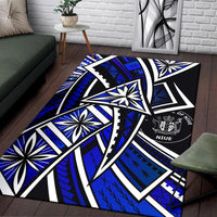 Niue Area Rug - Tribal Flower Special Pattern Blue Color Blue - Polynesian Pride