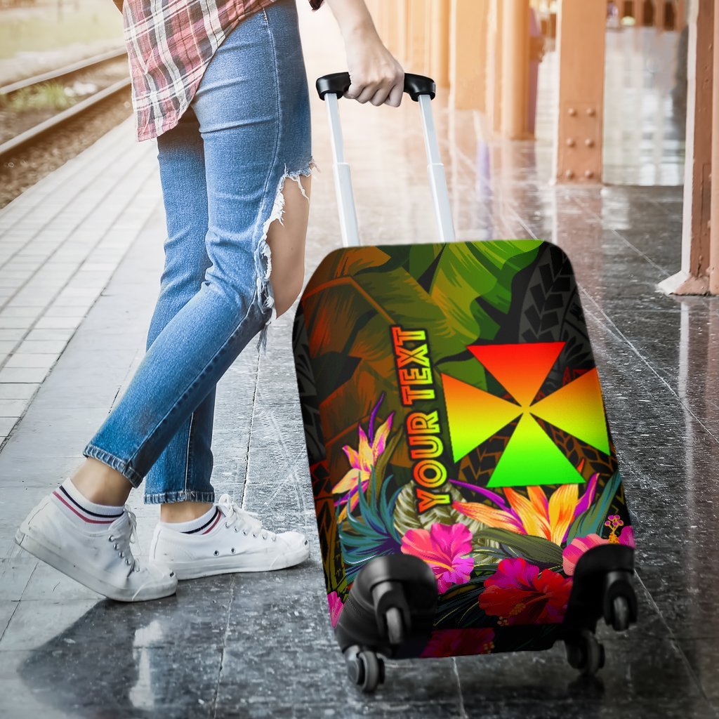 Wallis and Futuna Polynesian Personalised Luggage Covers - Hibiscus and Banana Leaves - Polynesian Pride