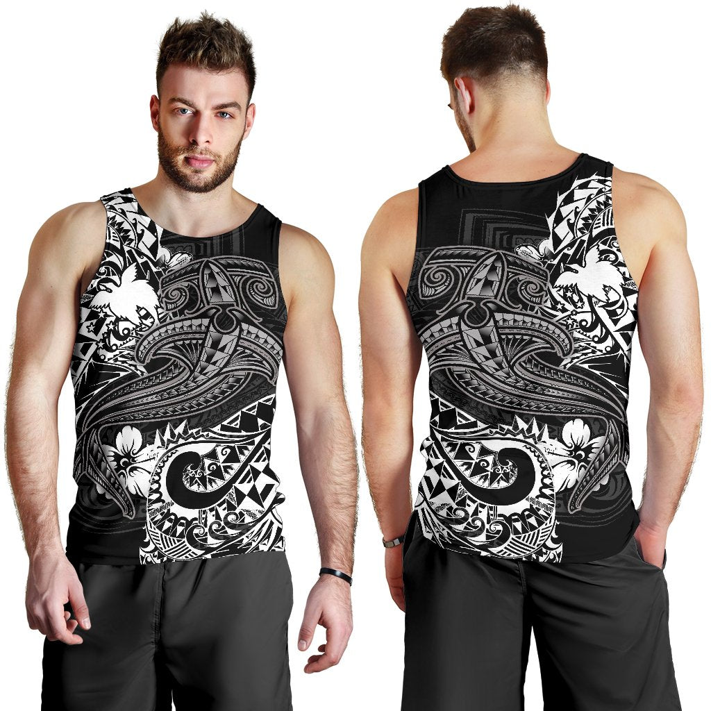 Papua New Guinea Men's Tank Top - White Shark Polynesian Tattoo White - Polynesian Pride