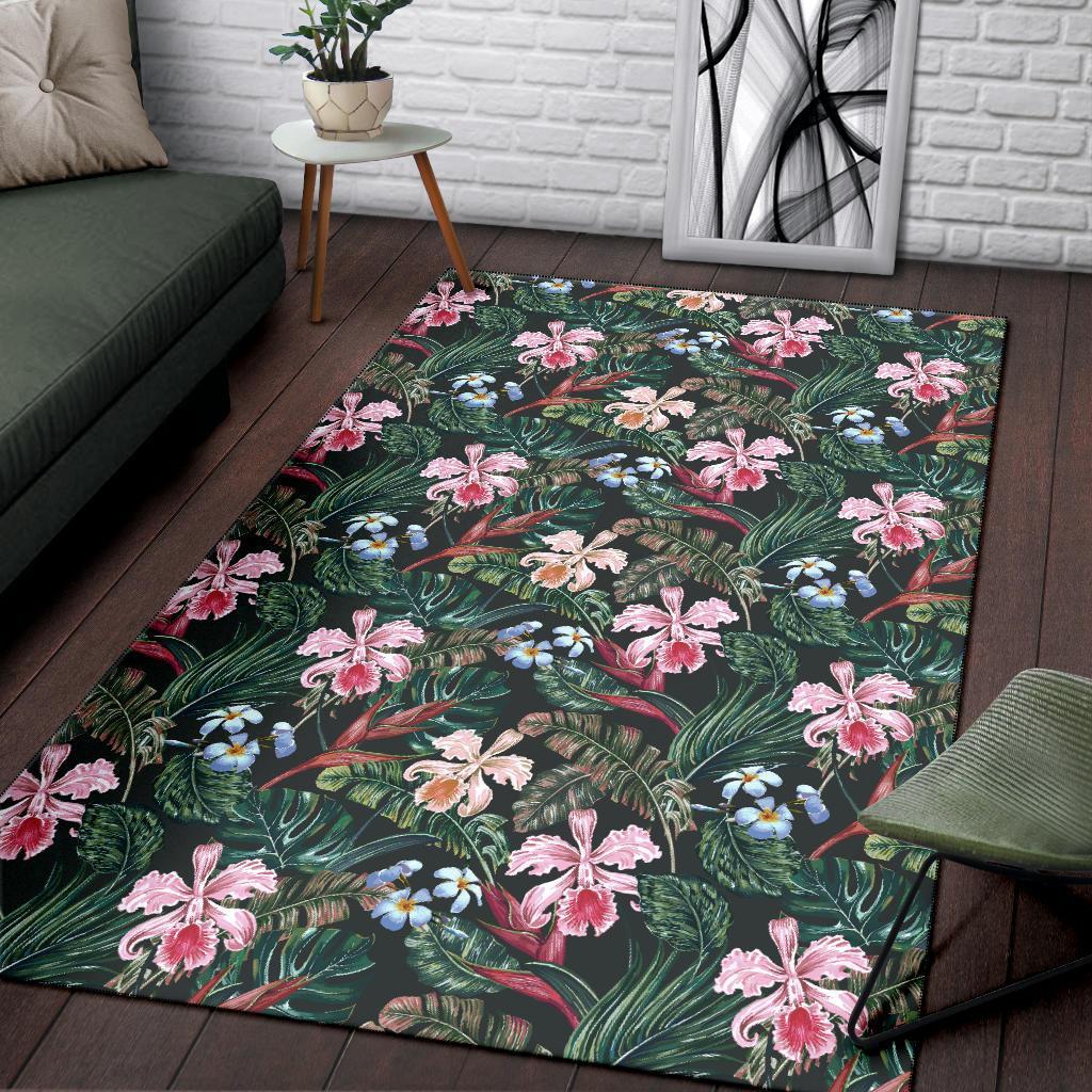 Tropical Monstera Leaf Red Rug - Polynesian Pride