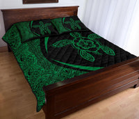 Hawaiian Polynesian Turtle Quilt Bed Set - Circle Style Green - Polynesian Pride