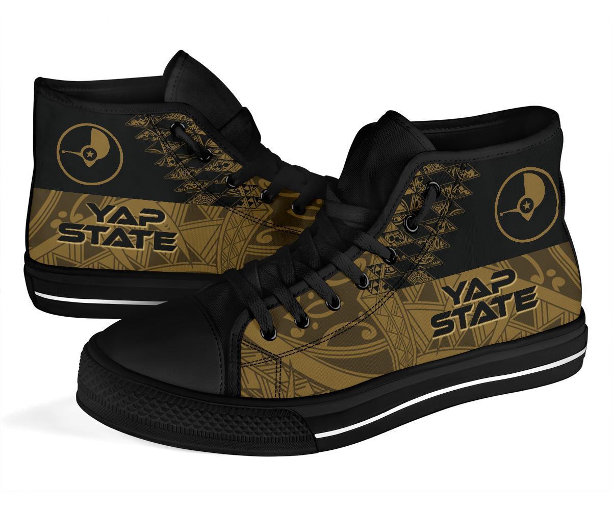 Yap State High Top Shoes - Gold Color Symmetry Style - Polynesian Pride