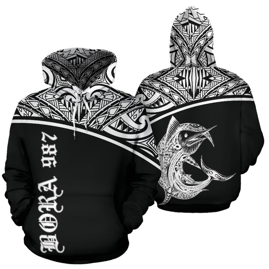Bora 987 Fish All Over Hoodie Polynesian Black Curve Style Unisex Black - Polynesian Pride