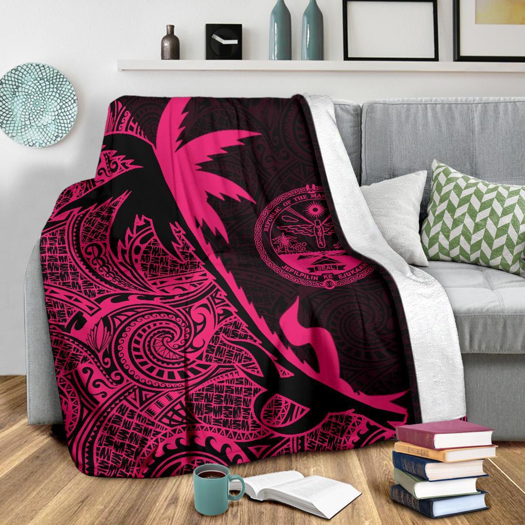 Marshall Islands Coconut Tree Premium Blanket Pink - Polynesian Pride