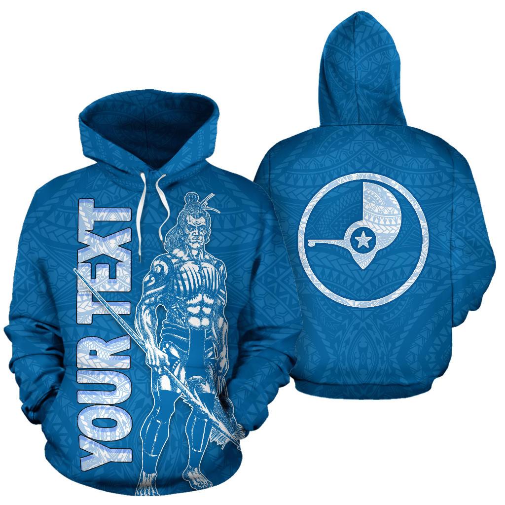 Yap Custom Hoodie Micronesia Yapese Warrior Flag Color Unisex Blue - Polynesian Pride