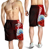 Federated States Of Micronesia Polynesian Men's Shorts - Coat Of Arm With Hibiscus Red - Polynesian Pride