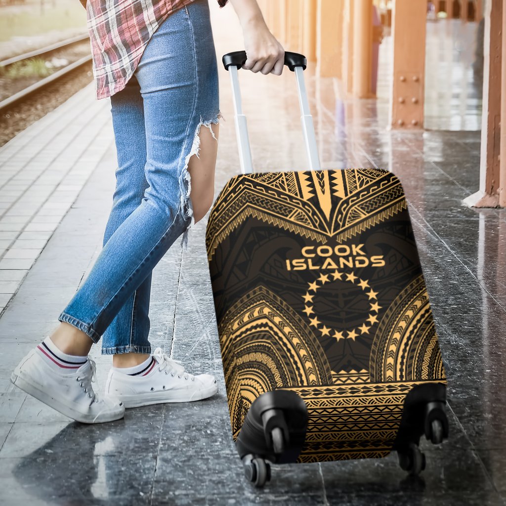 Cook Islands Polynesian Chief Luggage Cover - Gold Version - Polynesian Pride