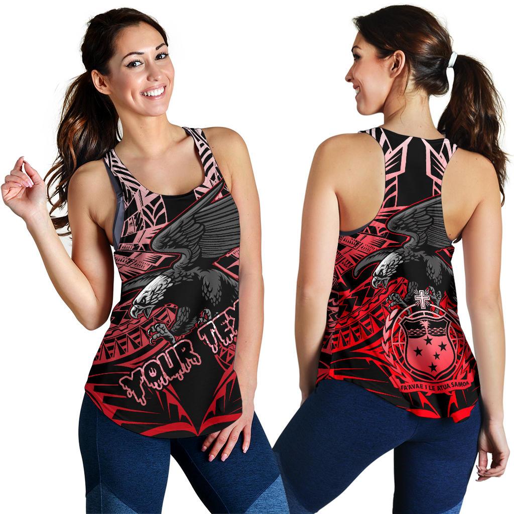 Samoa Polynesian Custom Personalised Women's Racerback Tank - Eagle Tribal Pattern Red Red - Polynesian Pride