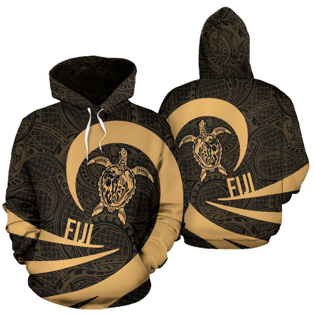 Fiji Hoodie Fiji Turtle Mermaid Roll Into Polynesian Tattoo Gold Unisex Gold - Polynesian Pride