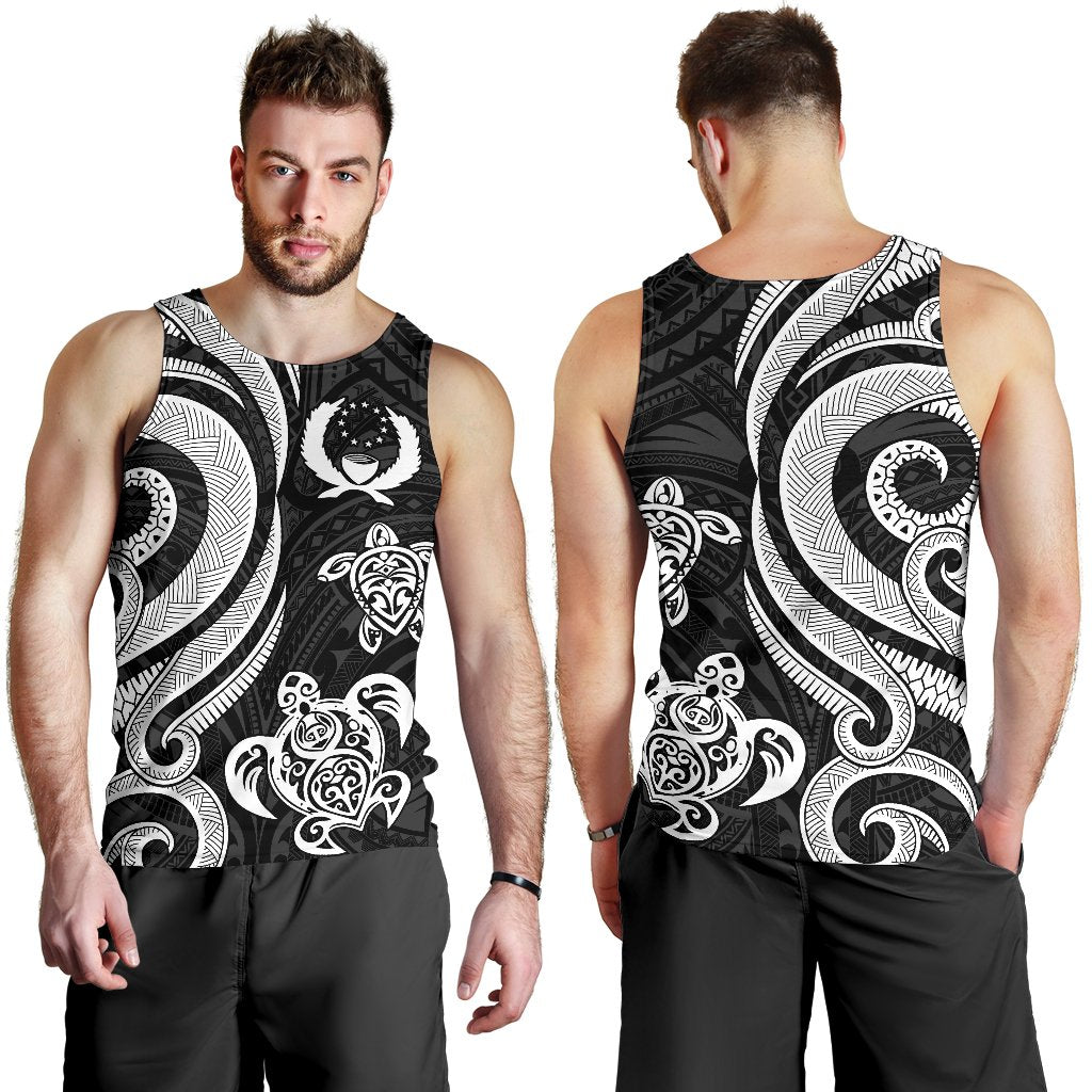 Pohnpei Micronesian Men Tank Top - White Tentacle Turtle - Polynesian Pride