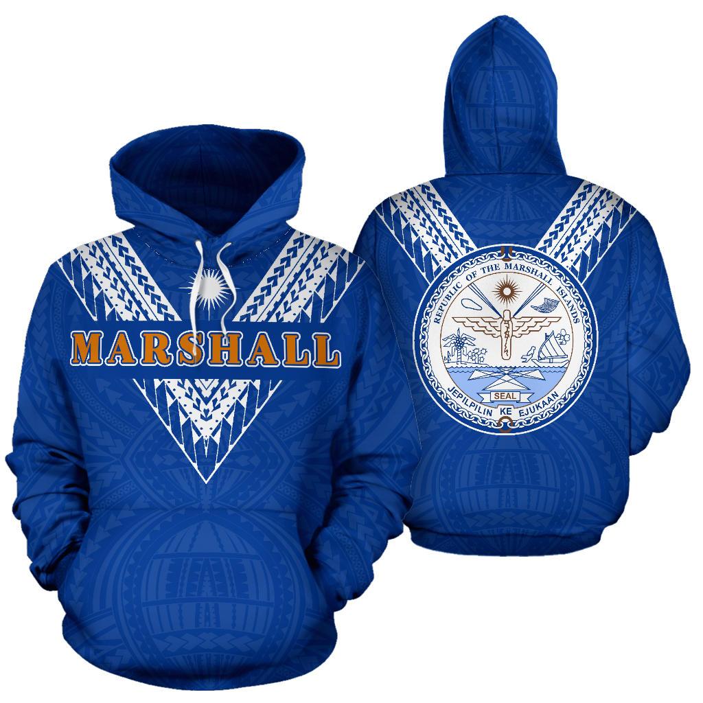 Marshall Islands All Over Hoodie Blue Sailor Style Unisex Blue - Polynesian Pride
